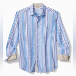 Tommy Bahama Barbados Breeze Tidal Stripe Stretch Linen Button Up Long Sleeve